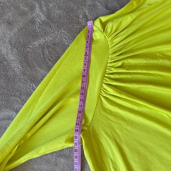 Bailey 44 Neon Yellow Ruched Blouse - Picture 7 of 11